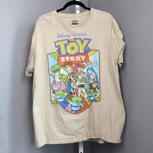 Disney Pixar Toy Story Graphic T-Shirt Beige Retro Cartoon Tee Men’s XL